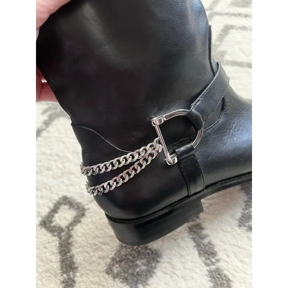 RALPH LAUREN Jacqui Black leather D-Ring Harness Tall Equestrian Boots - Picture 9 of 12